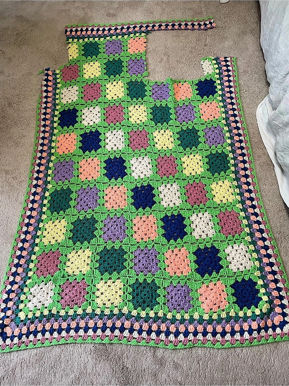 Two Handmade Crochet Blanket Green(see photo) & Blue